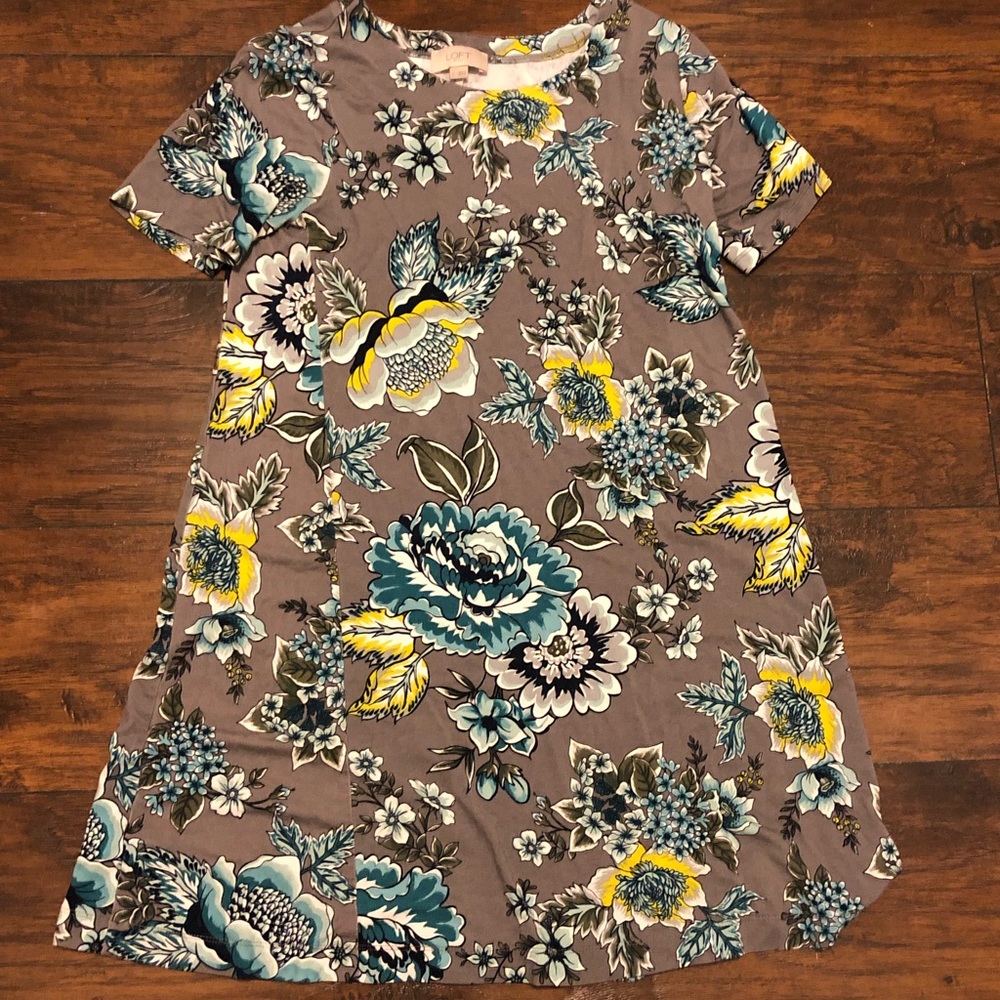 Gray Floral Swing Dress